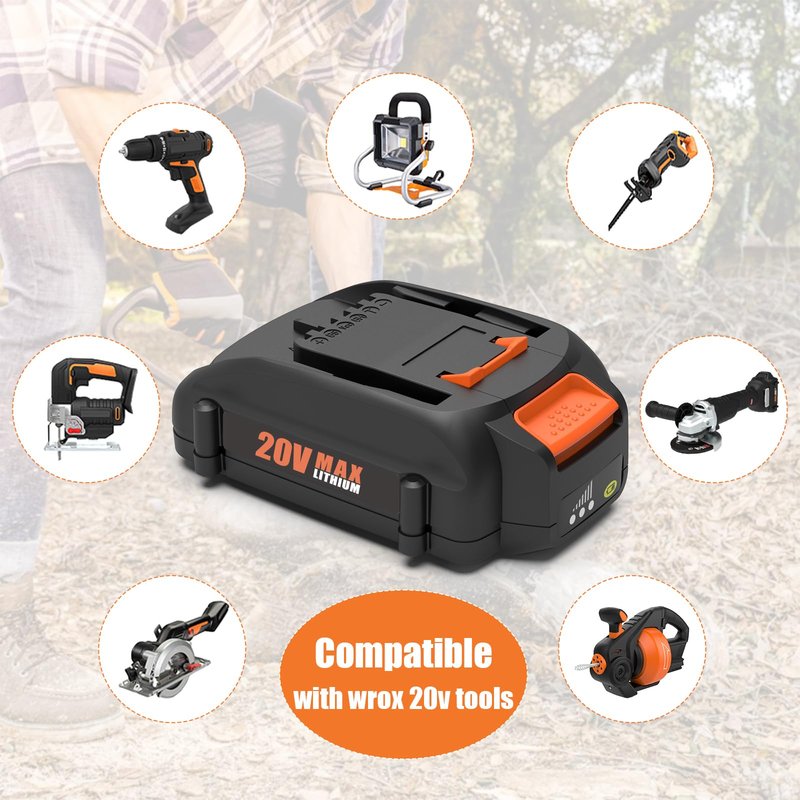 AYTXTG 2 Pack 3.5Ah Replacement for Worx 20v Battery WA3578 WA3575 WA3520 WA3525 + Portable WA3732 Charger for Worx Batteries 20v