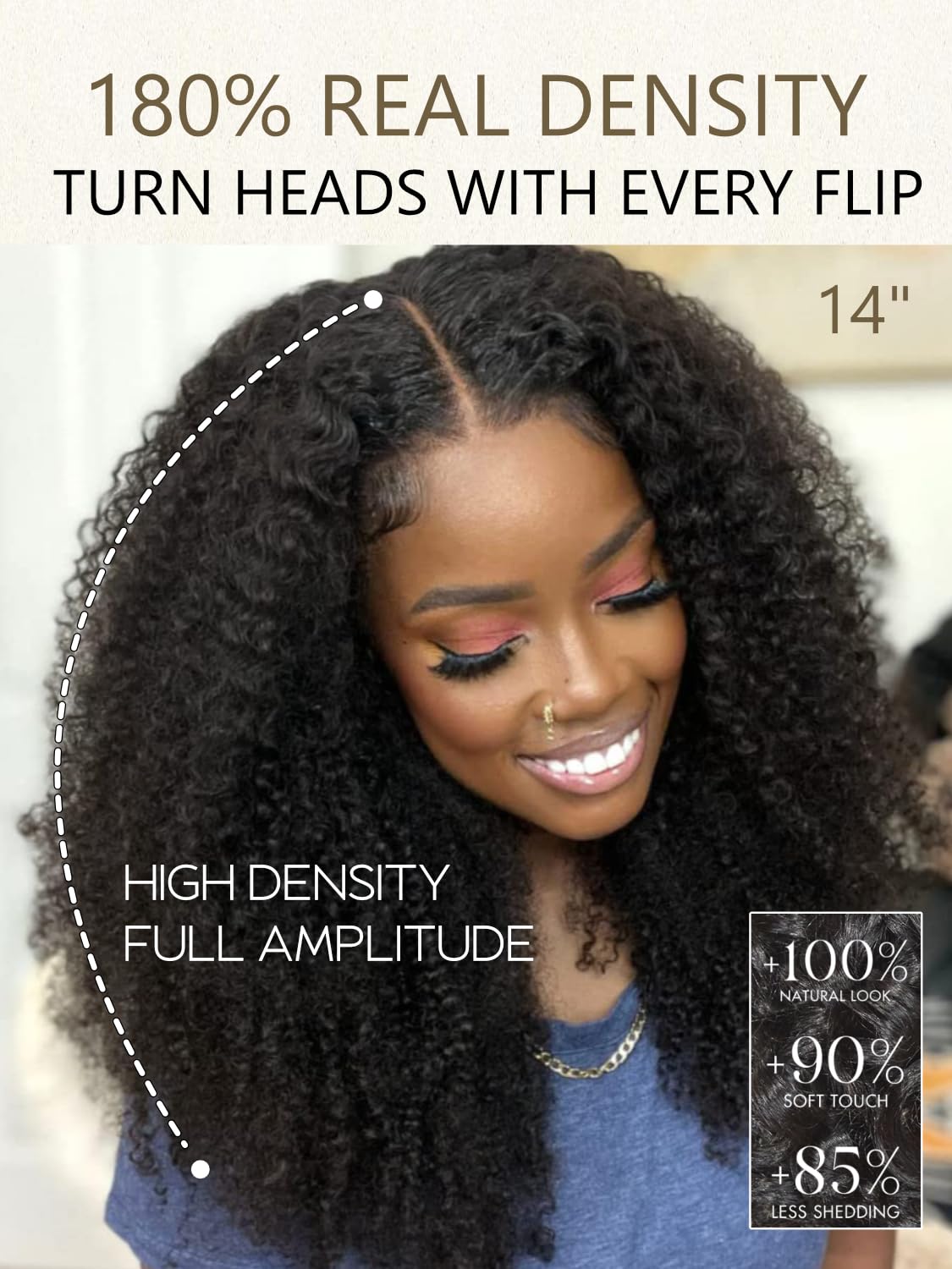 YIROO Kinky Deep Curly Human Hair Wear and Go Glueless Bob Wig with Fiber Blend 180% Density Pre Cut 4x4 Lace Closure Pre Plucked Afro Kinky Curly Bob Wigs for Black Women Put On Go Bob Wigs 15Inch
