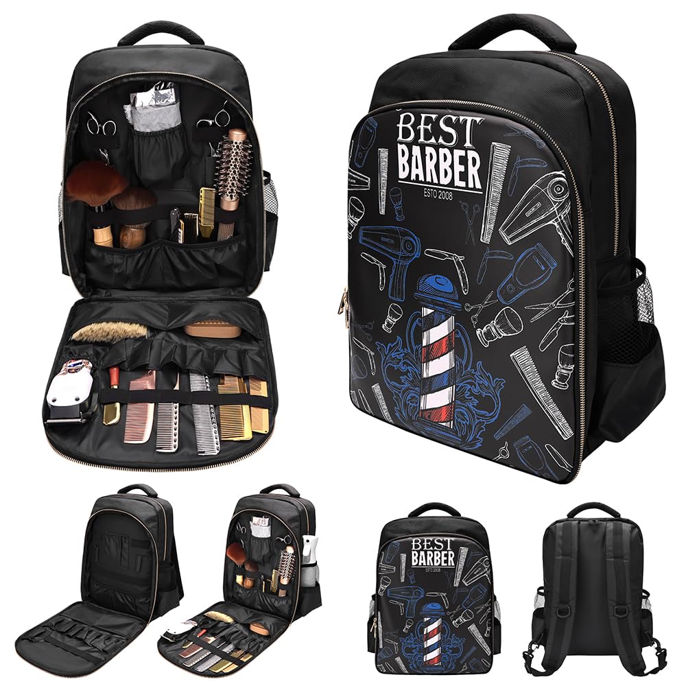 CGBARBER Barber Supplies Bag Organizer for Clippers and Supplies, Portable Hairstylist Clipper Backpack Travel Barber Shop Tools Bag