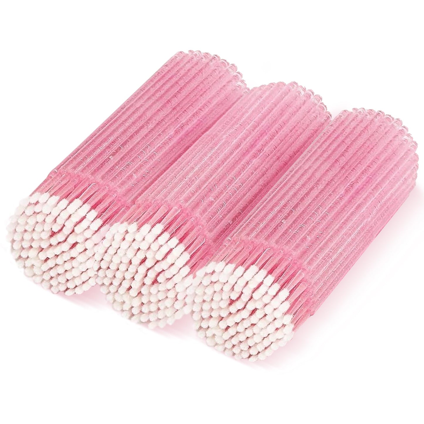 300 Count Micro Applicator Brush, Crystal Pink Micro Swabs, Disposable Eye Lashes Mascara Wands for Eyelash Extension