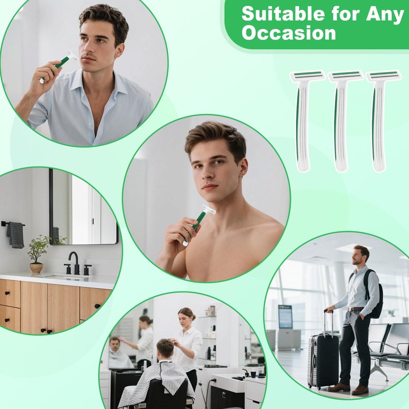 Disposable Razors Bulk, Razors Individually Wrapped Bulk, Travel Razors Bulk With Shaving Cream For Hotels, Shelters, Homeless, Nursing Homes, Charities, Churches, Green (100-PACK)