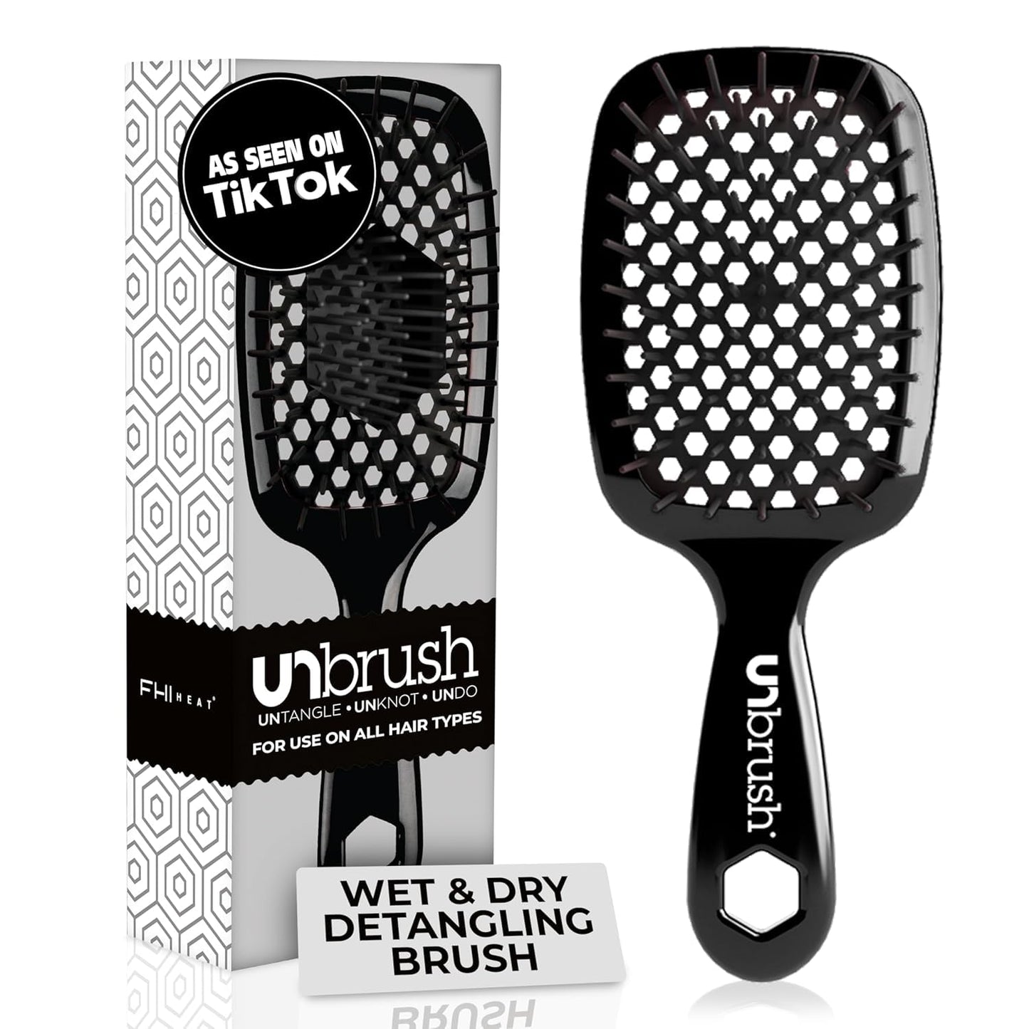 FHI Heat Detangling Brush - Pain-Free Brushing for Wet & Dry Hair | Durable DuoFlex Bristles, Lightweight, Cherry Blossom