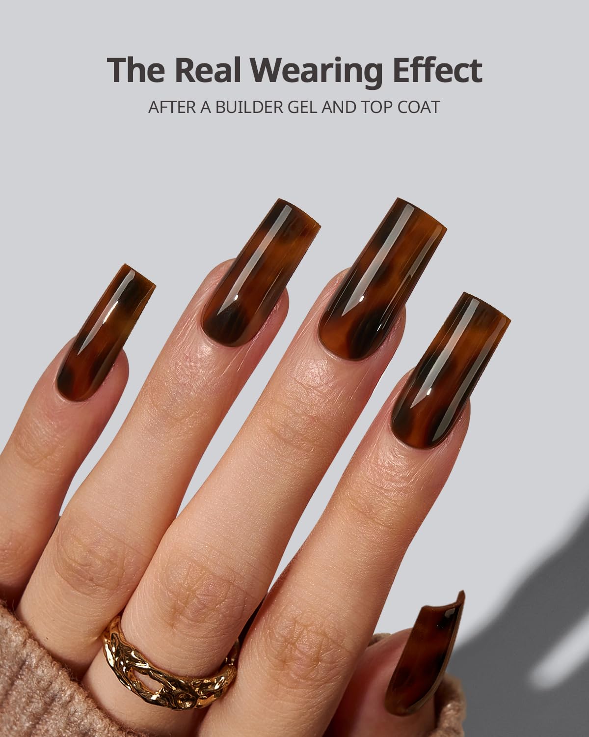 BTArtboxnails SOFTCOATTIPS Press On Nails - Tortoiseshell Long Square Press On Nails, 90Pcs Salon Quality Soak Off Soft Gel Nail Tips in 15 Sizes