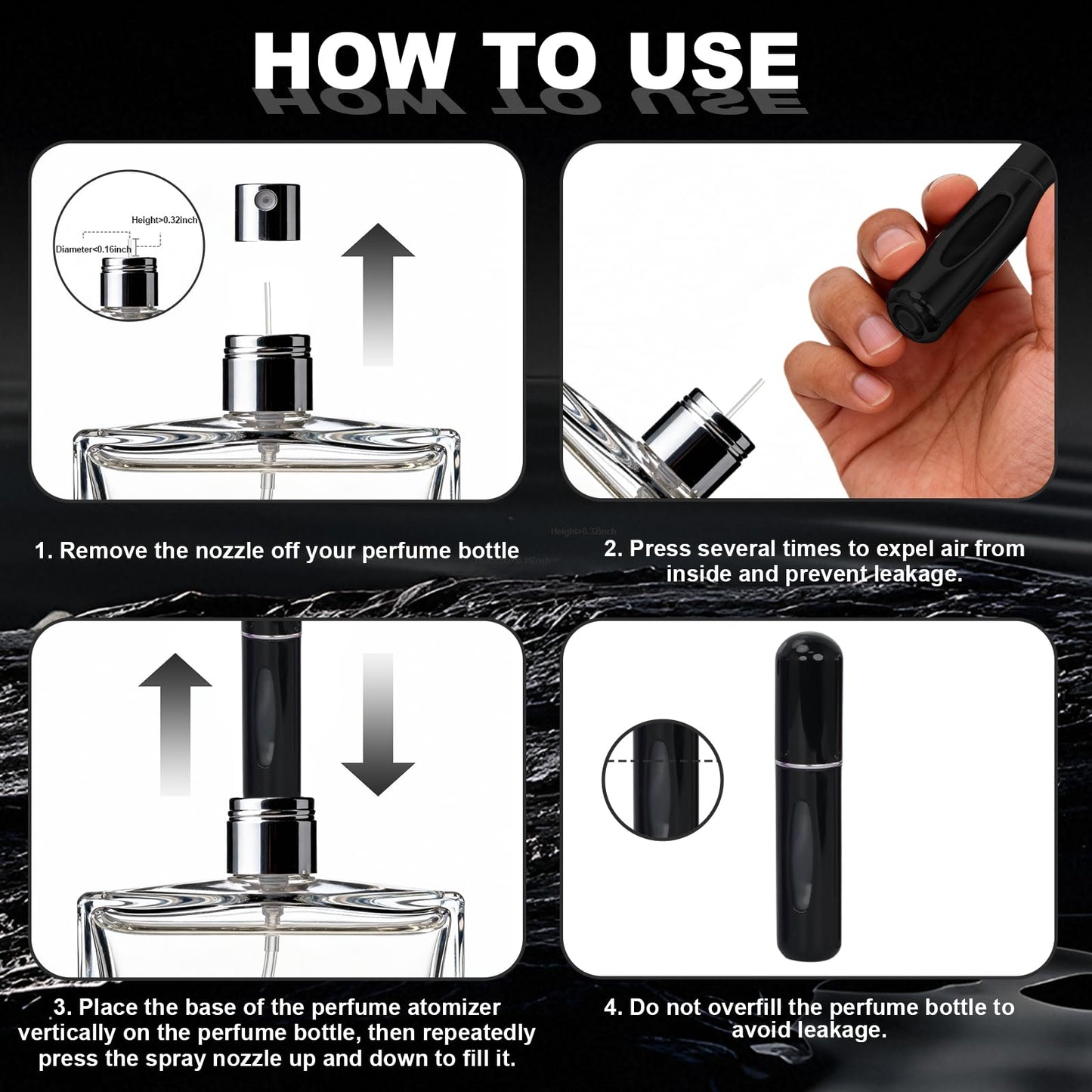 Voyadeau Refillable Perfume Atomizer 5pcs 5ML Travel Cologne Sprayer Portable Perfume Spray Bottle Empty Refillable Travel Perfume Atomizer