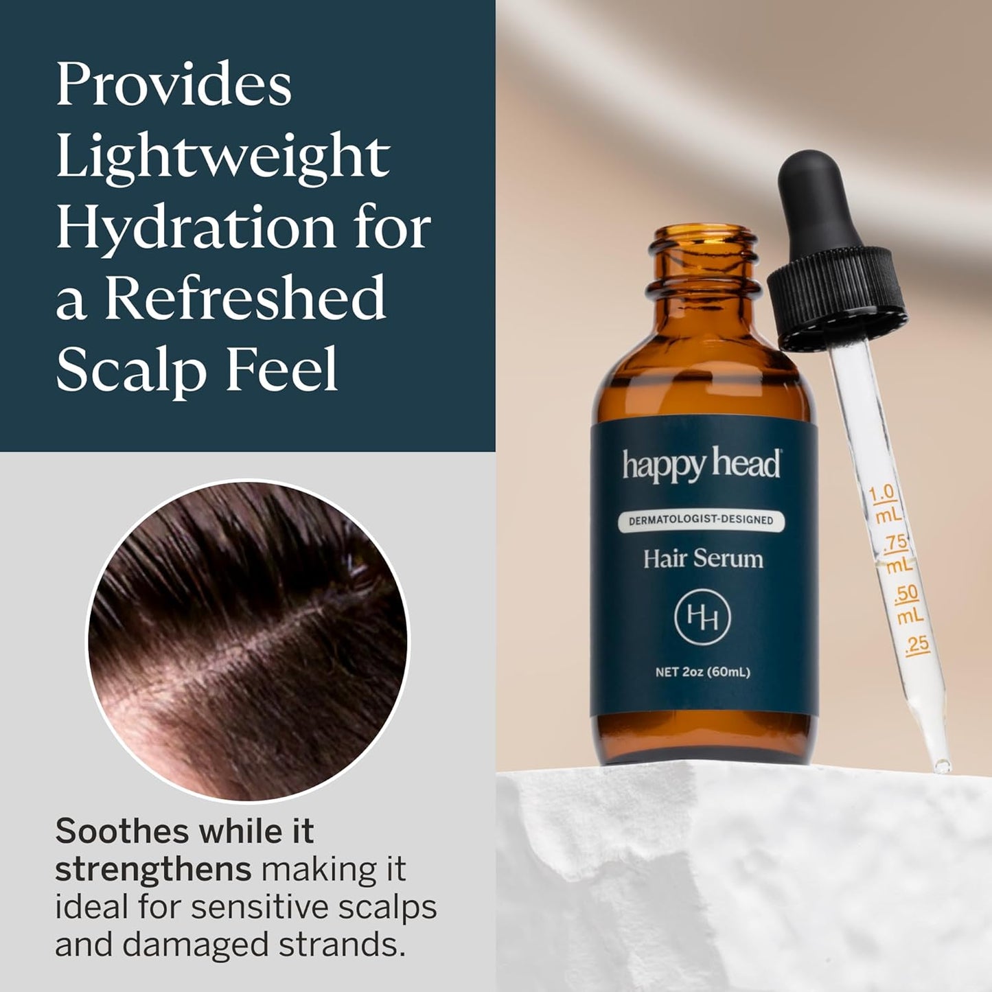 Happy Head Hair Serum - Procapil, Biotin & Collagen Formula for Daily Scalp Care | 2 Oz Bottle