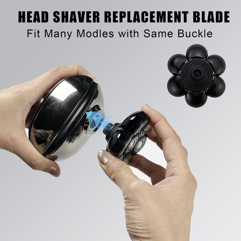 7 Blades Head Shaver Replacement Heads, Universal Fit for Electric Razors, Wet & Dry Use, 7D Floating Design, Stainless Steel Blade Heads, Ideal for Men's Face & Bald Head Shaving (1 Count)