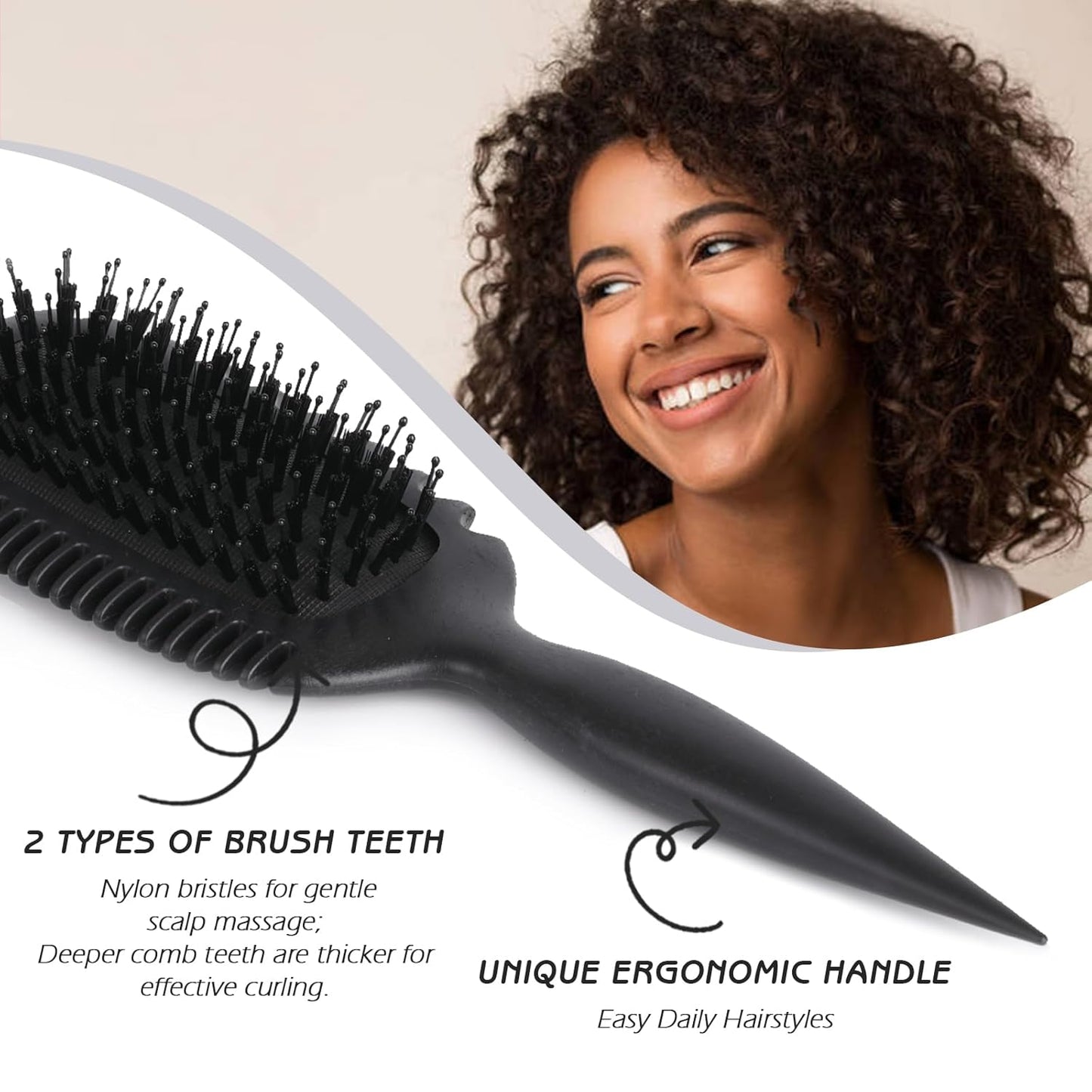 Curl Defining Hair Brush - Effortless Detangling & Styling for All Hair Types | Reduces Frizz & Pulling