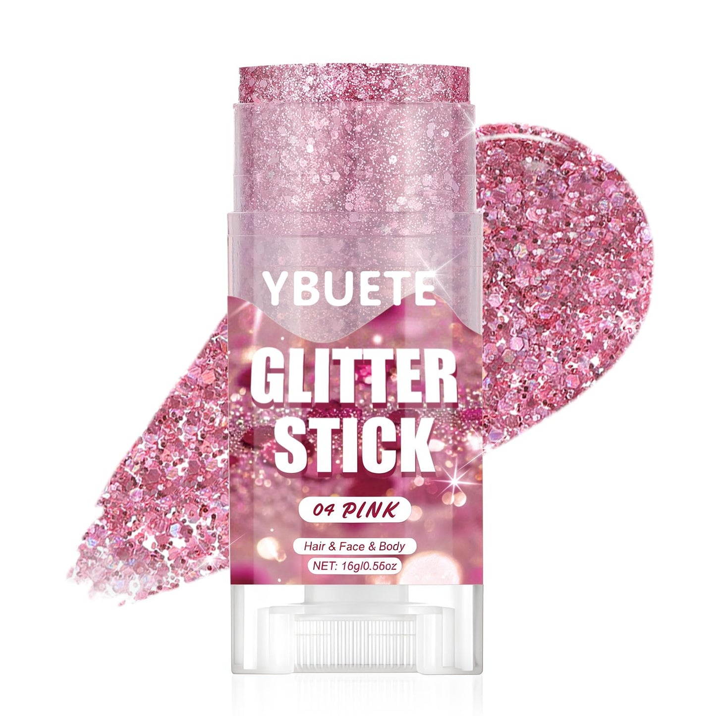 YBUETE Pink Face and Body Glitter Stick for Sparkling Makeup, Hair Glitter Accessories for Women, Highlighting Stick for Fairy Dust Makeup, Cheerful Face Glitter for Festive Parties and Carnivals