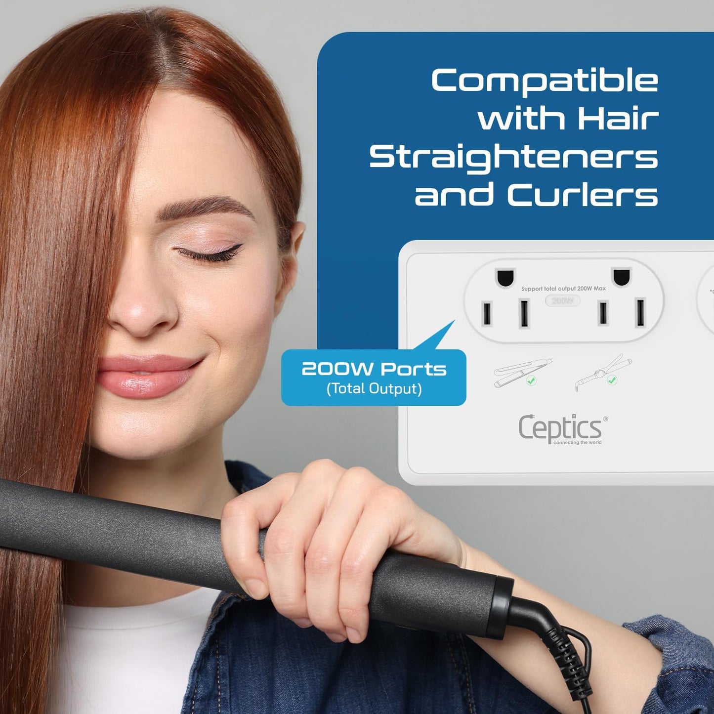 2000W Travel Voltage Converter - Step Down 220V to 110V for Hair Dryers, Curling Irons & Chargers | 4 USB Ports, QC 3.0