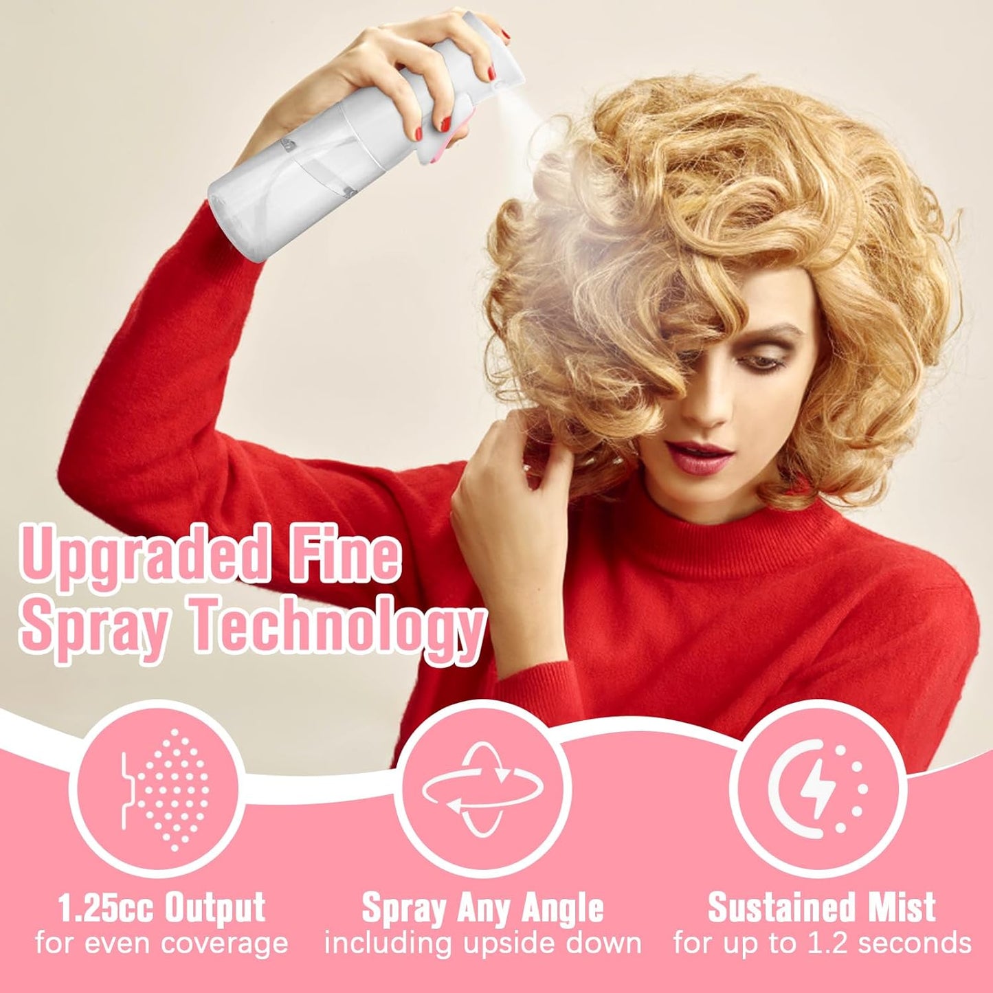 Continuous Water Mister Spray Bottle for Hair - Ultra Fine Mist Sprayer | 6.8 OZ Pink