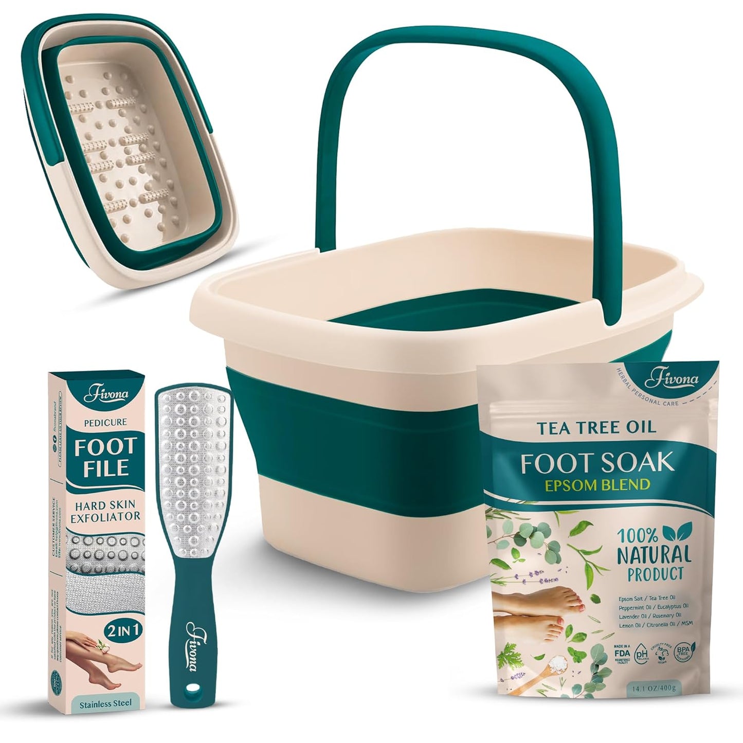Tea Tree Foot Soak Blend - Epsom Salt with Essential Oils for Healthy Toenails | 14.1 oz, Soothing Relief & Callus Softening