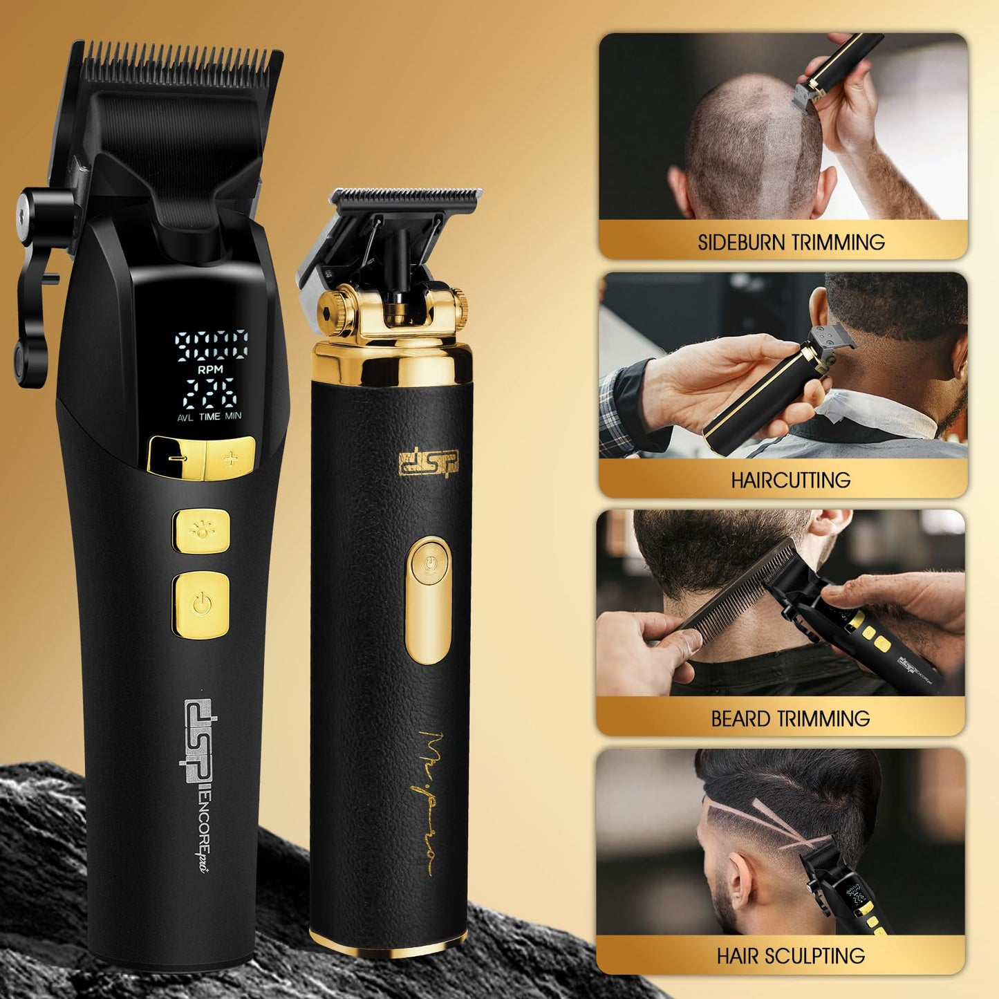 DSP Hair Trimmer for Men, Cordless Beard Trimmer, Adjustable Head Angle, Beard Edger, Grooming Cutting Kit, Ceramic Blade, Plug and Play