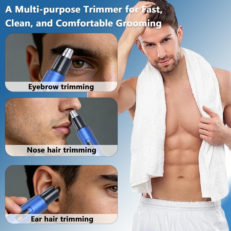 Todetana Nose Hair Trimmer for Men & Women, Painless Electric Nose & Ear Hair Trimmer, 360° Precision Trimming, USB Rechargeable, Easy Clean, Portable Grooming Tool, 2 Pack