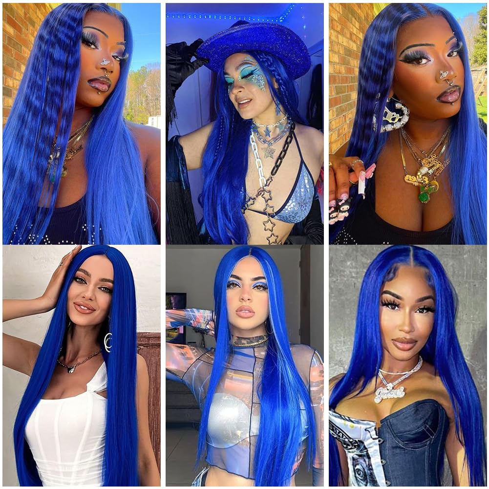 Blue Bundles Human Hair Dark Blue Straight Bundles 26 26 26 Inch Same Length Peruvian Virgin Pure Blue Bundle Hair Extensions
