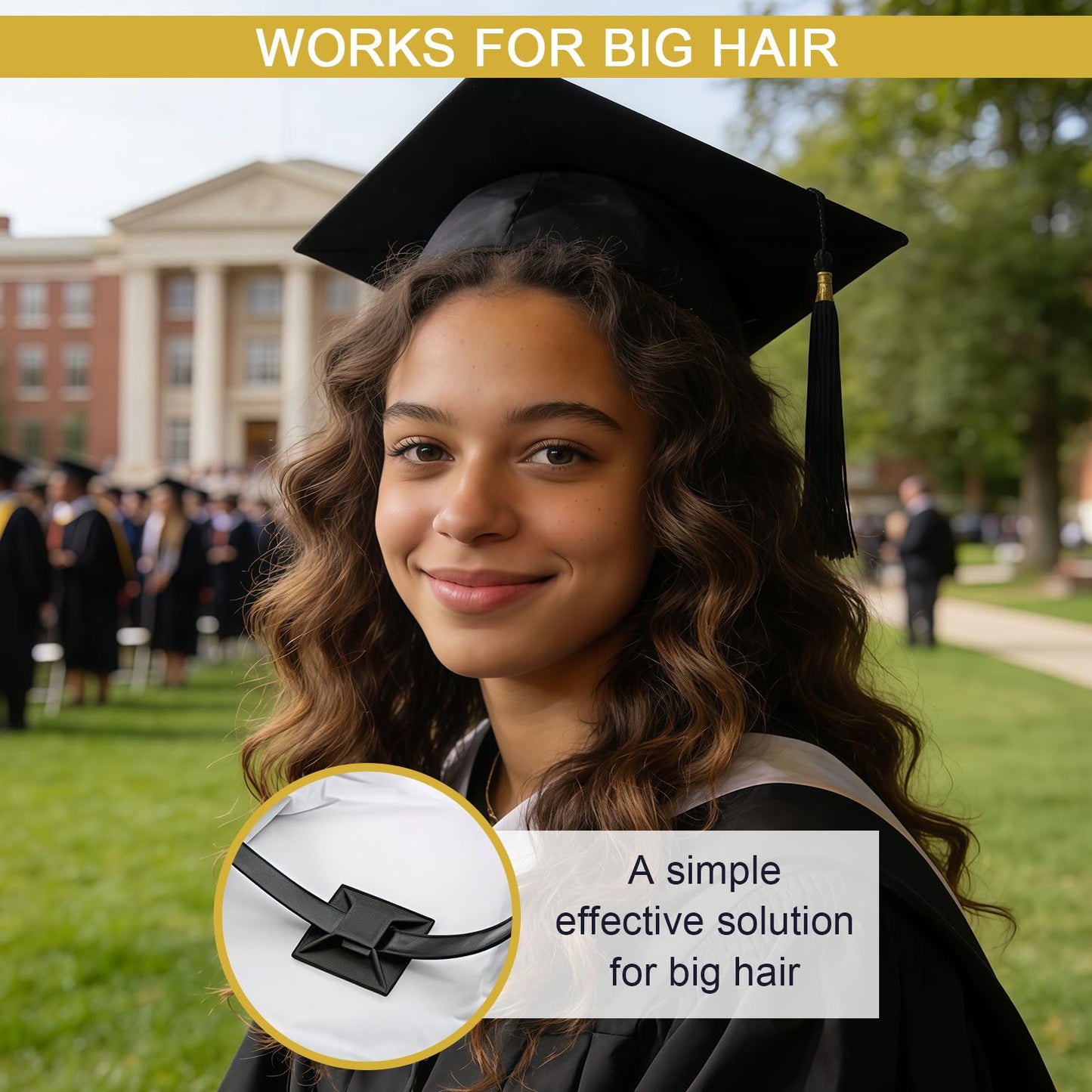 Pvoiue Graduation Cap Headband Insert 2026, Matte Black Acrylic Grad Cap Fixer with Adhesive Base, Invisible No-Slip Grad Cap Accessory for Graduates