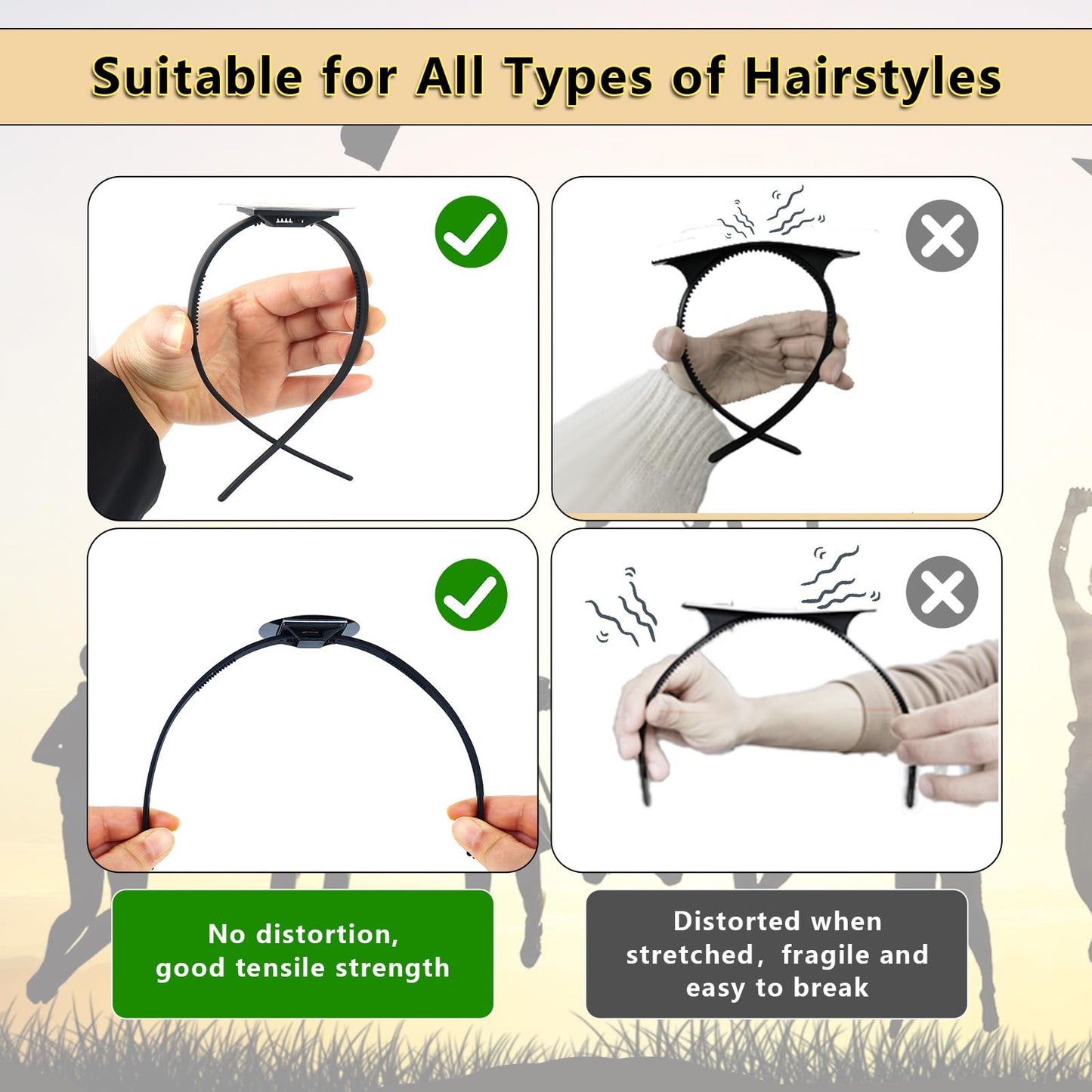 Tryly 2 Pack Graduation Cap Headband Insert, Anti-Slip Stabilizer, Eyeglasses Compatible, Graduation Gift for Graduates (Black 2pcs)