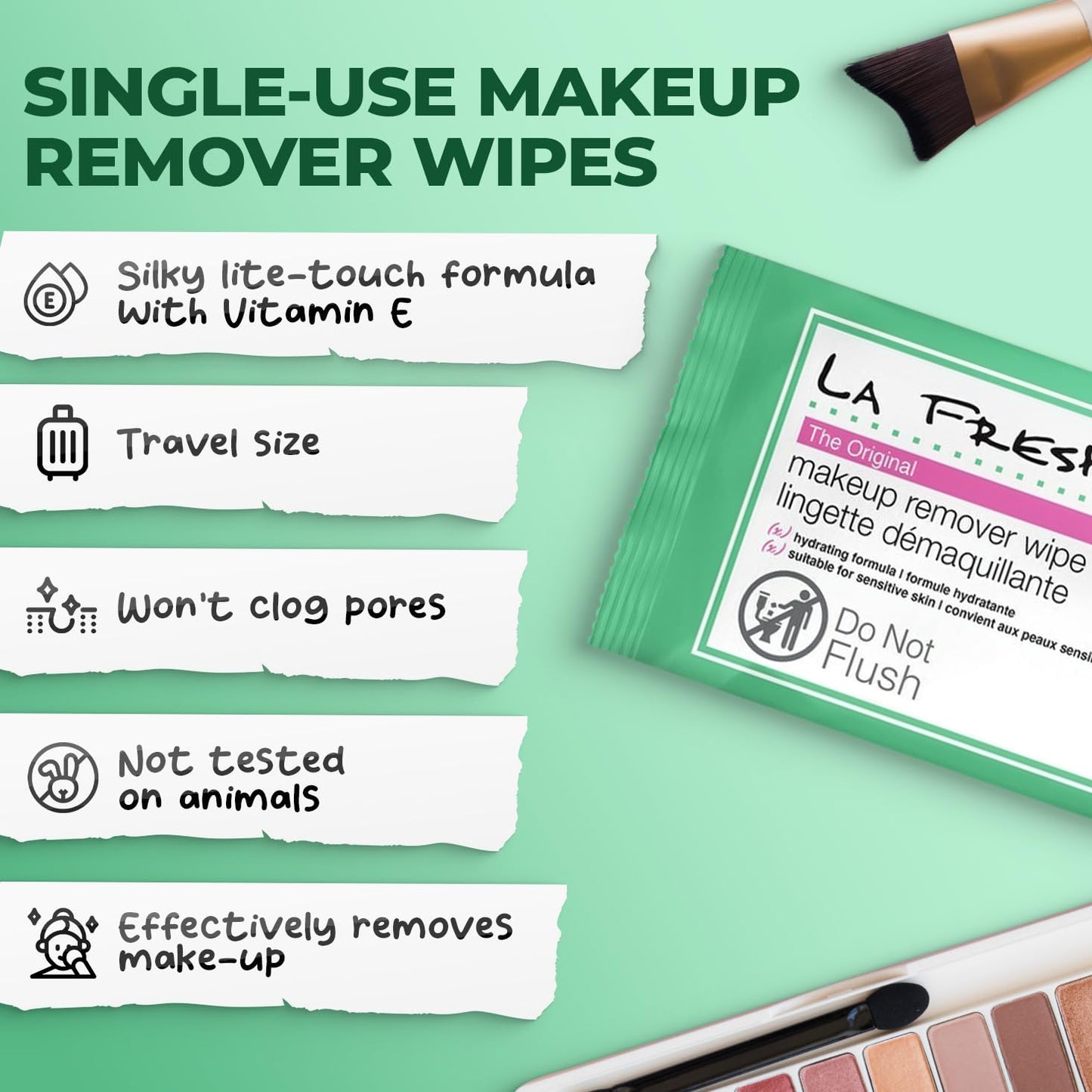 LA Fresh Makeup Remover Wipes - Vitamin E Infused Face & Eye Wipes | 200 Count Travel Essentials