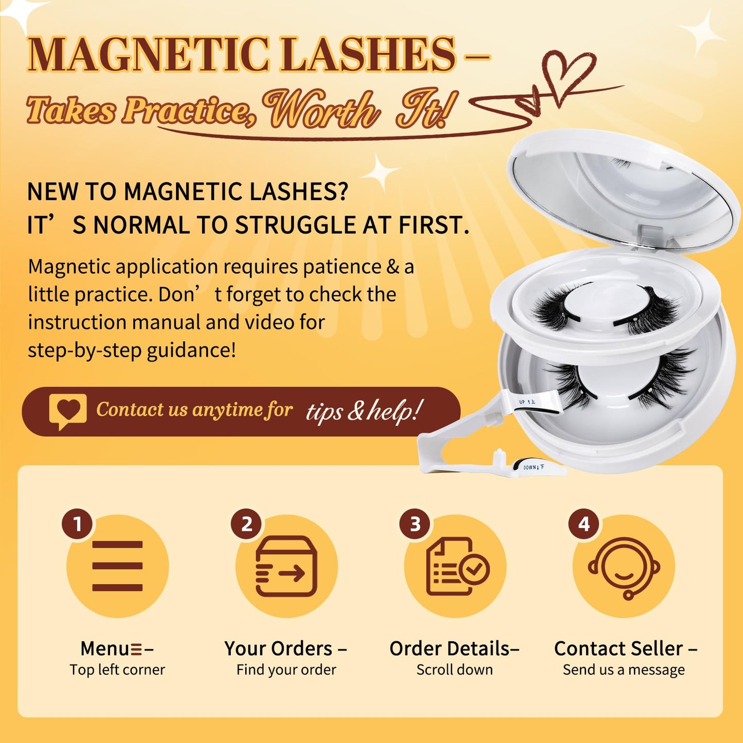 QUEWEL Magnetic Eyelashes 4 Pair Reusable Magnetic Eyelashes with Applicator No Glue Needed Eyelashes Natural Look Lash Clusters Kit Easy to Wear and Remove(4 Pairs-A09)
