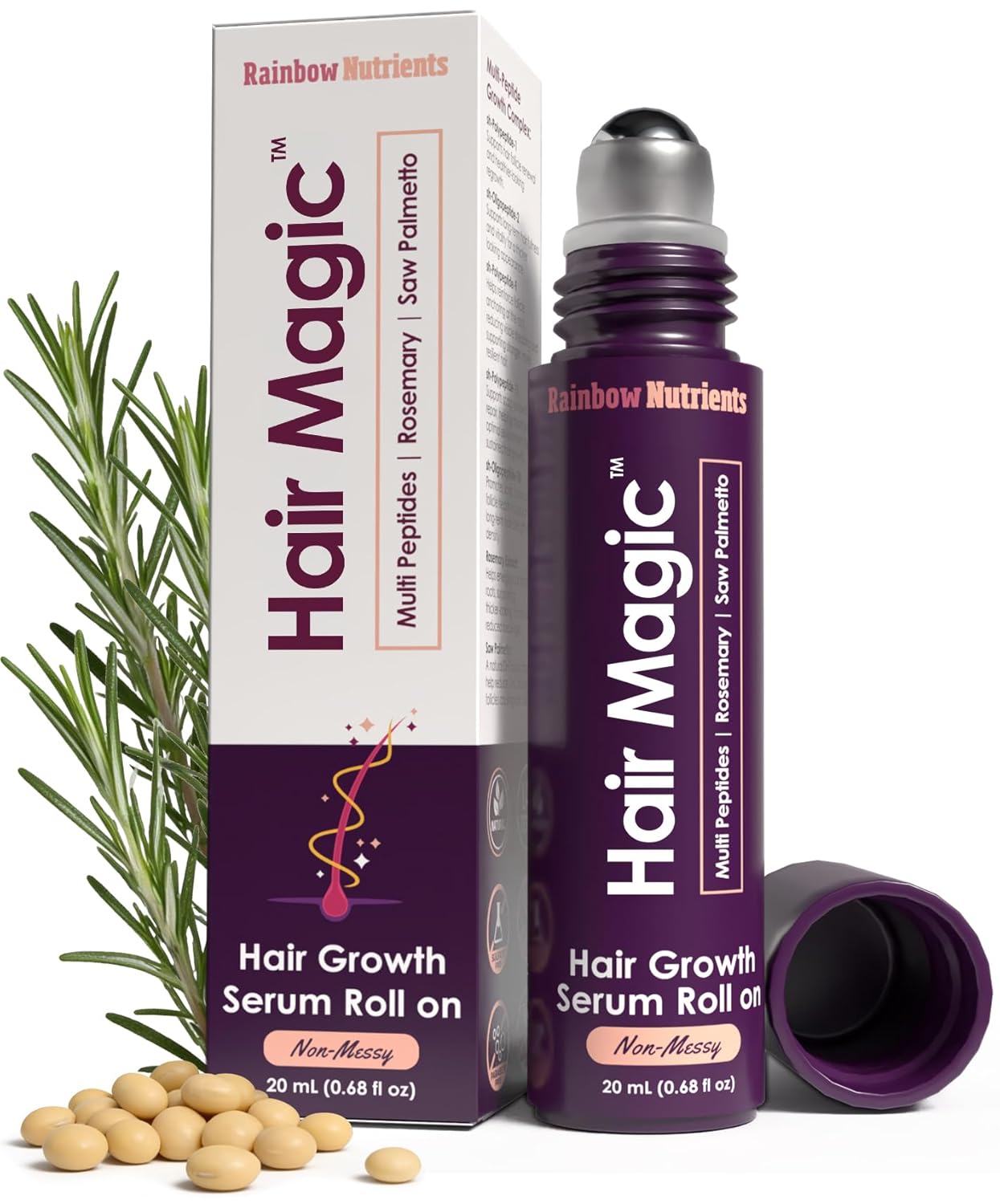 Hair Magic™ Hair Growth Serum - Multi-Peptide & Rosemary Oil Treatment for Hair, Beard, Eyebrows | Unisex Scalp Solution