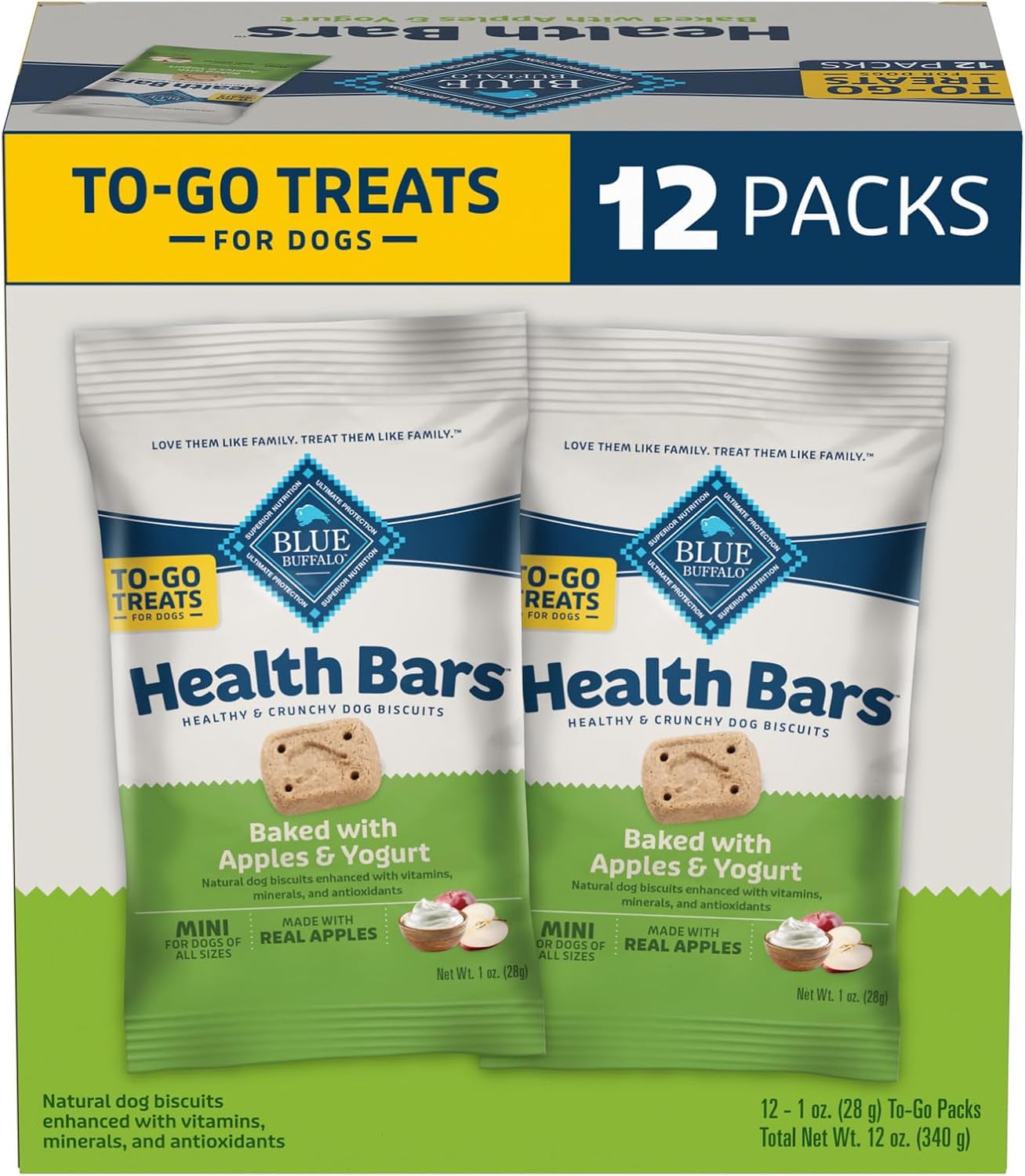 Blue Buffalo Dog Treats - Pumpkin & Cinnamon Crunchy Health Bars | Oven-Baked, Natural Ingredients, 16 oz.