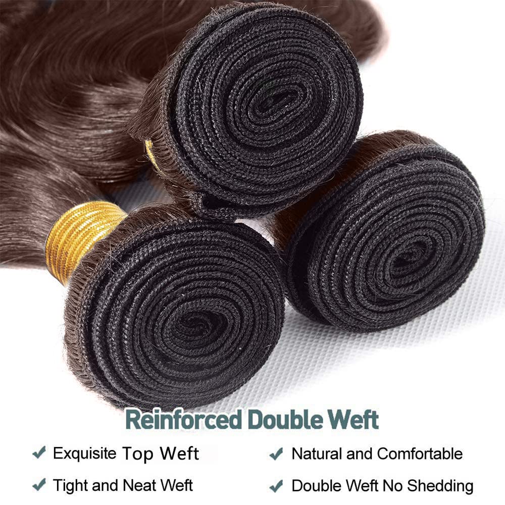 30 32 34 Inch #4 Brown Bundles Human Hair Water Wave 3 Bundles Brazilian Remy Hair 50 Grams/Bundle 10A Grade Unprocessed Virgin Hairs Chocolate Brown Bundle Weaves Extensions