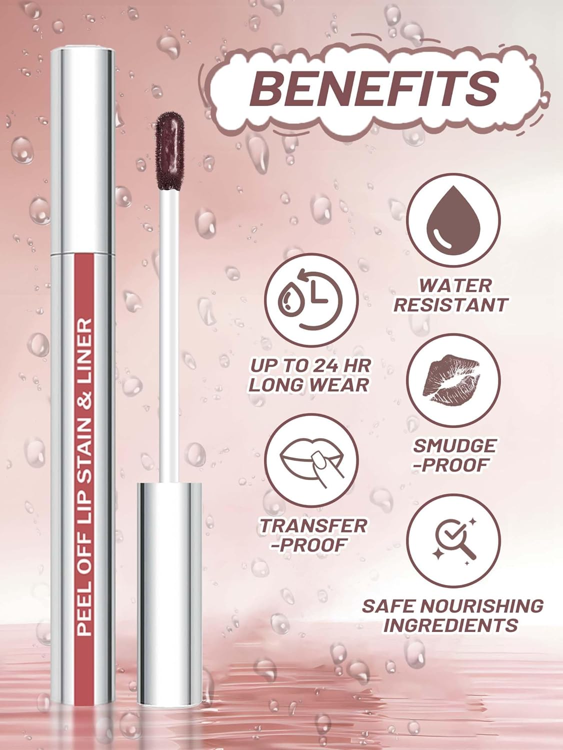 Lip Stain - Long Lasting Matte Lip Tint Tattoo | Waterproof, Highly Pigmented Color in Nude Pink