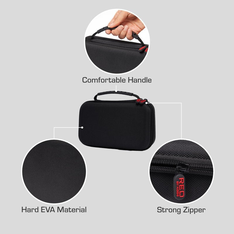RED by Kiss Men Grooming Portable Organizer BagTravel Pouch (Black) Organize Shaver Trimmer Clipper Hair Comb Convenient Mesh Inner Pocket, Hard Zipper, Handle, Water Resistant Exterior