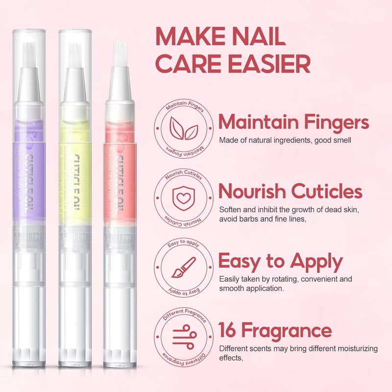 Cuticle Oil Pen Set - 8 Pcs Nourishing Nail Oil for Dry Cuticles | Revitalizing Flavors & Strengthening Care