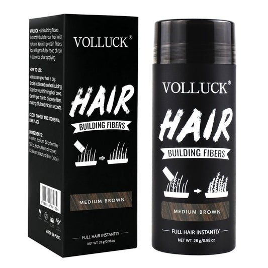 VOLLUCK Hair Fibers for Thinning Hair, Instant Coverage Hair Building Fibers for Women and men, Natural Hair Powder for Conceal Hair Loss 28 g (Medium Brown)