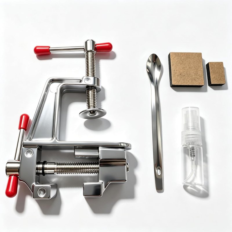 DIY Makeup Kit - Mini Aluminum Clamp, Stamping Tools & Micro Scoop Spoon | 5" x 3.5" Palette Accessories for Home Use