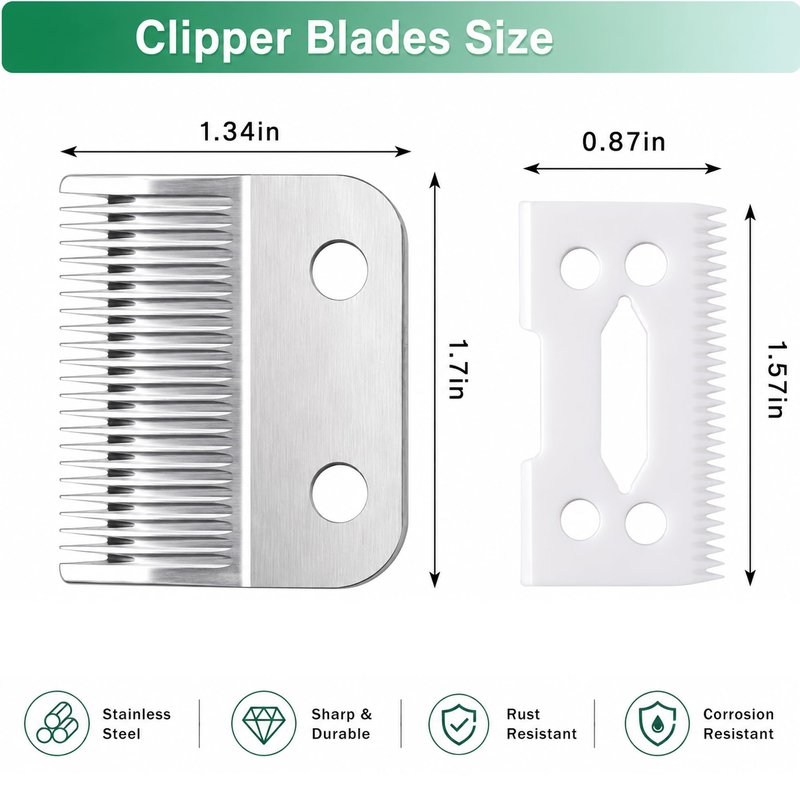 Poweka Replacement Clipper Blade Compatible with W-AHL #30-15-10 Pro Ion, Iron Horse, Show Pro Plus, U-Clip, and Deluxe U-Clip，Professional Pet Animal Dog Standard Adjustable Blade Set