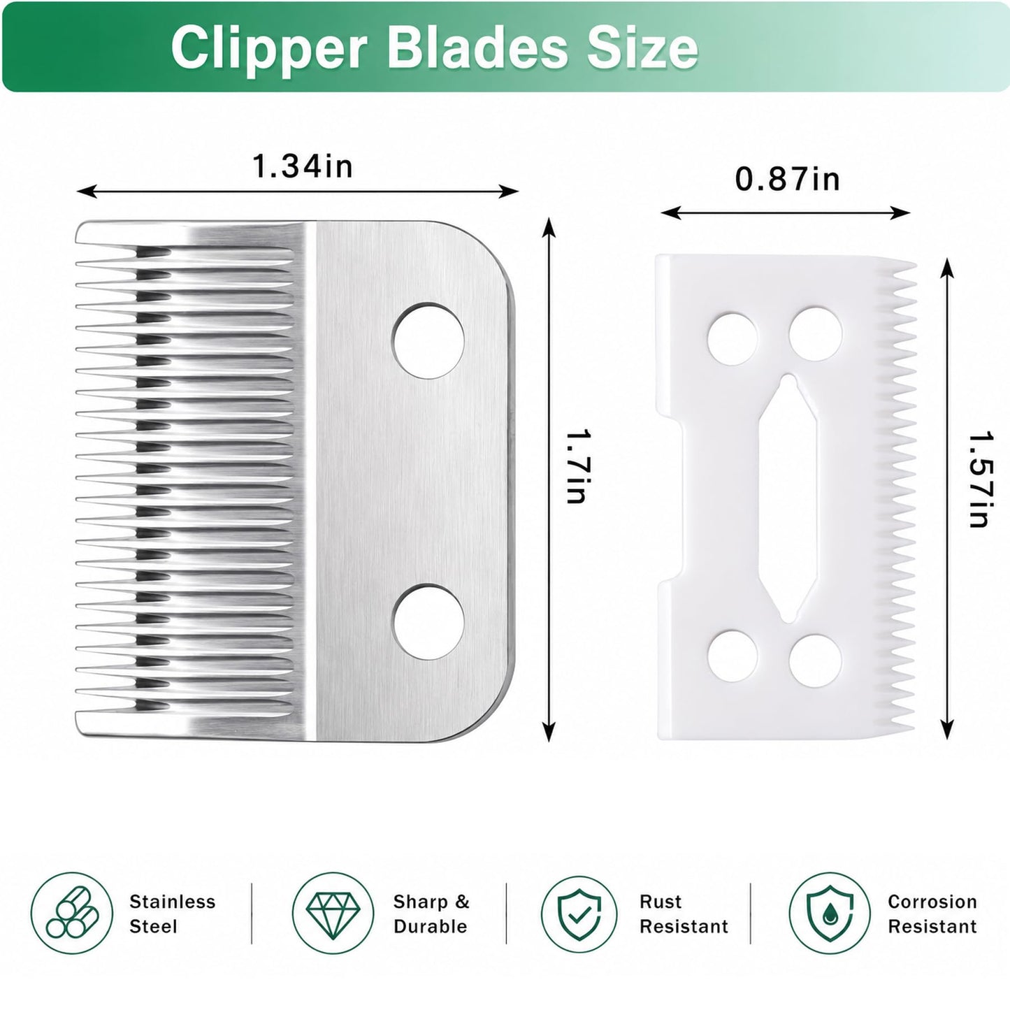 Clippers Blades Replacement Compatible with Wahl 30-15-10(#1037-400),Professional Animal Standard Adjustable Blade Set,Ceramic Dog Blade Set,2 Set(Gold/Silver)