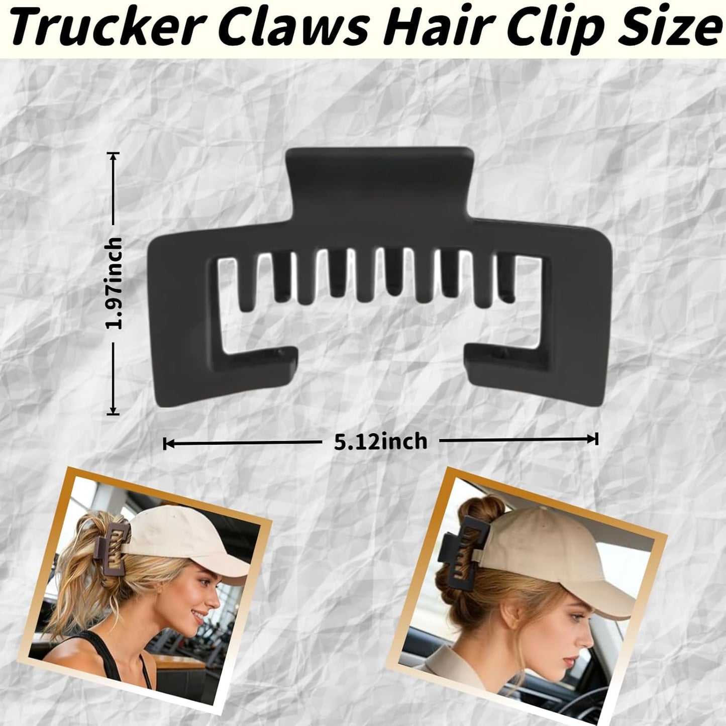 Women’s Baseball Cap Claw Clip - Stylish Hair Accessory for Sports | Black