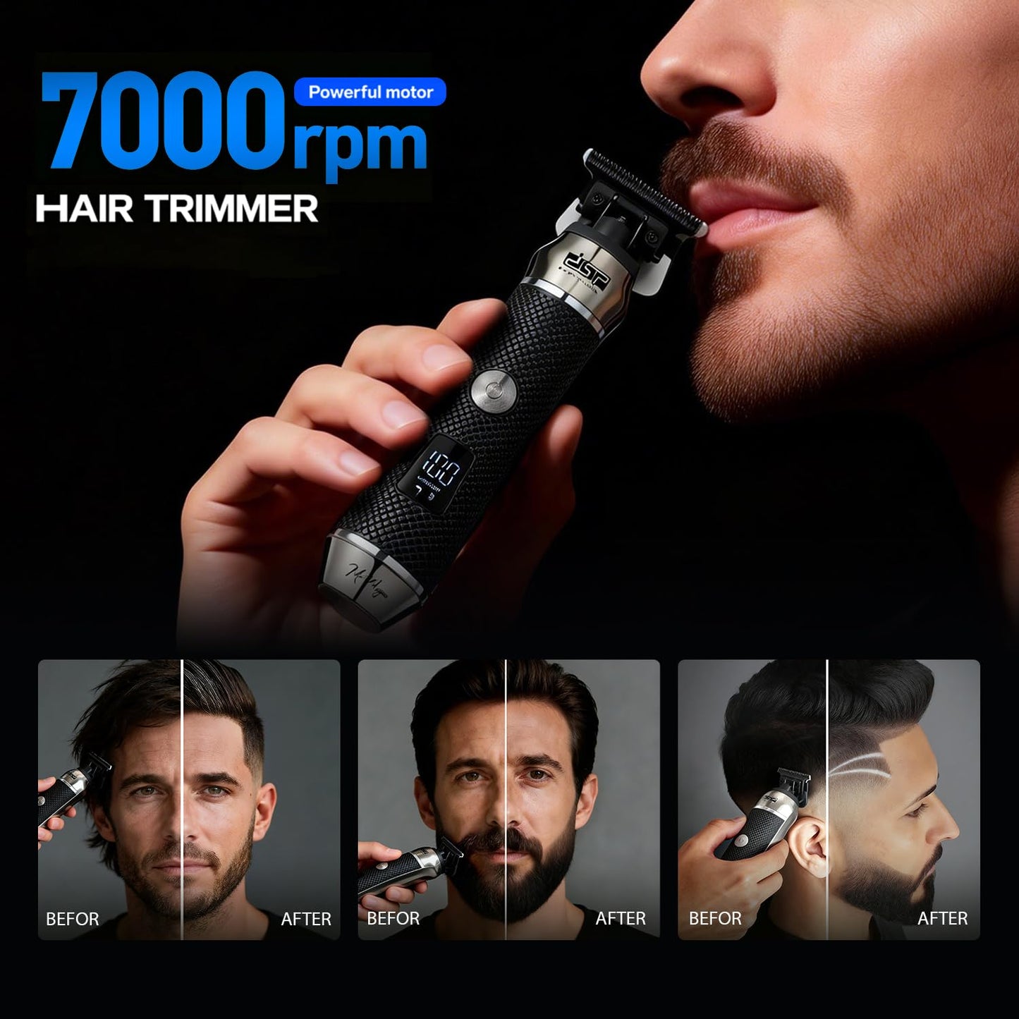 DSP Zero-Gap T-Blade Trimmer for Men, Cordless Rechargeable Edger