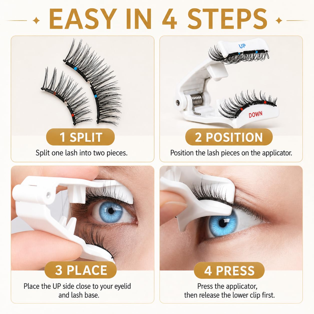 ZeroG Magnetic Eyelashes Kit with Applicator - No Glue Needed, Reusable & Natural Look, Wispy, Easy to Apply for Beginners (No.02 Iris Black)