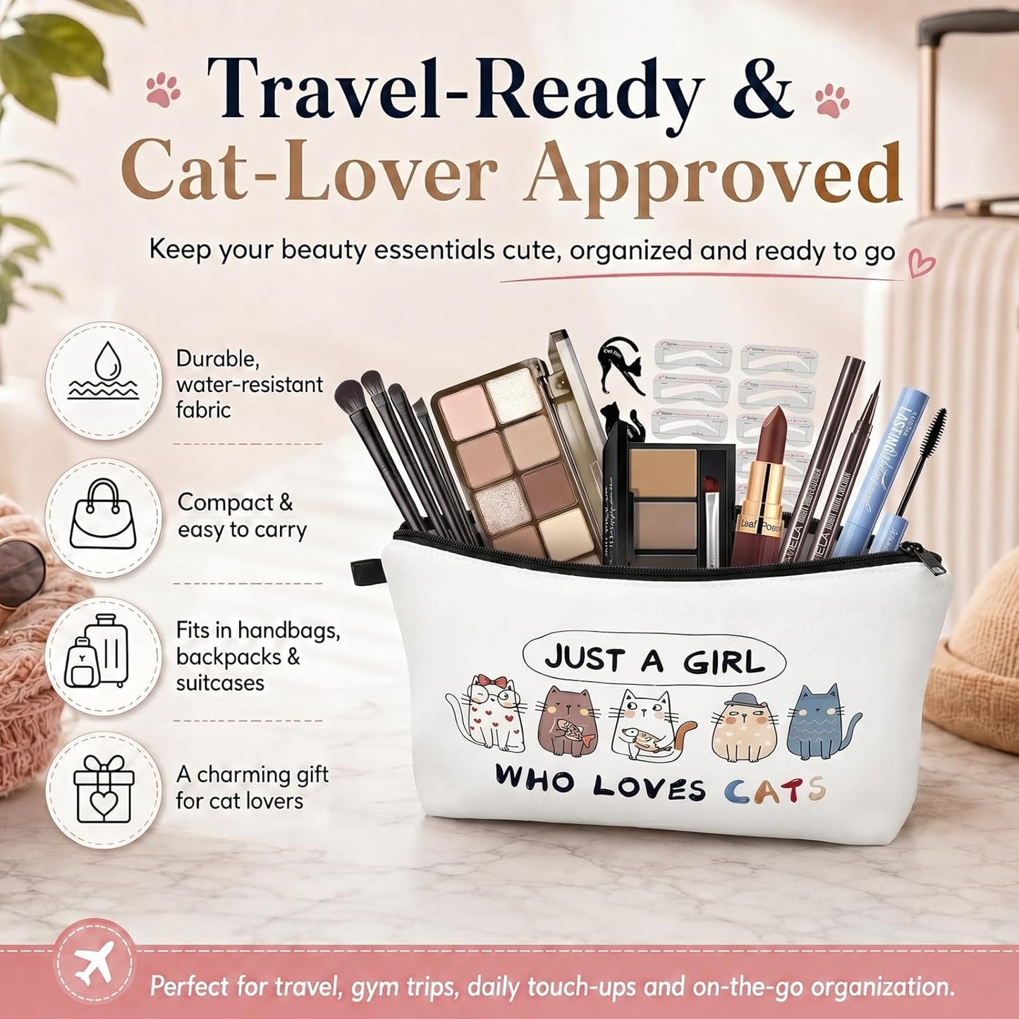 Eye Makeup Kit for Women - 90s Neutral Eyeshadow, Brow Powder, Cat Eyeliner Guides | Complete Makeup Gift Set for Girls & Teens