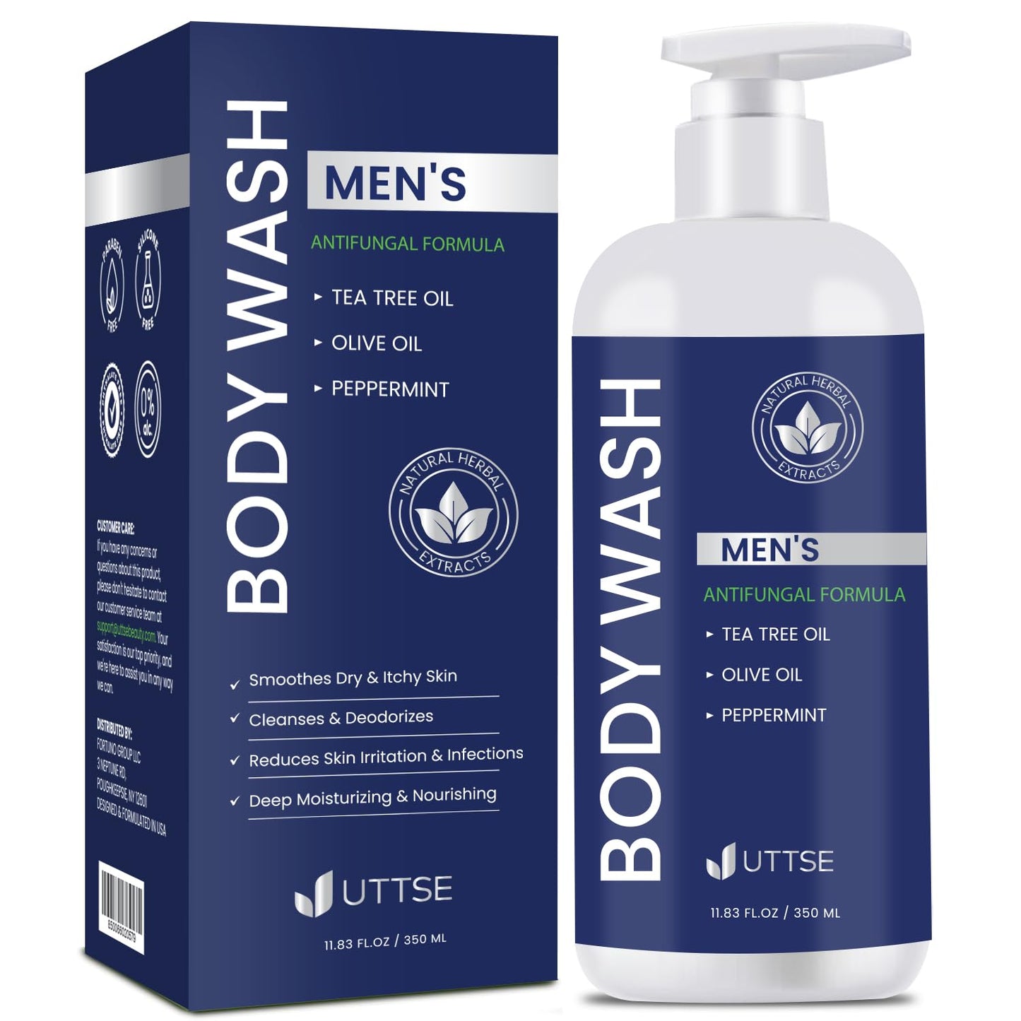 Biotin Hair Growth Shampoo for Men - Natural Thickening with Tea Tree Oil & Ginseng | 10.1 fl. oz, Dark Blue