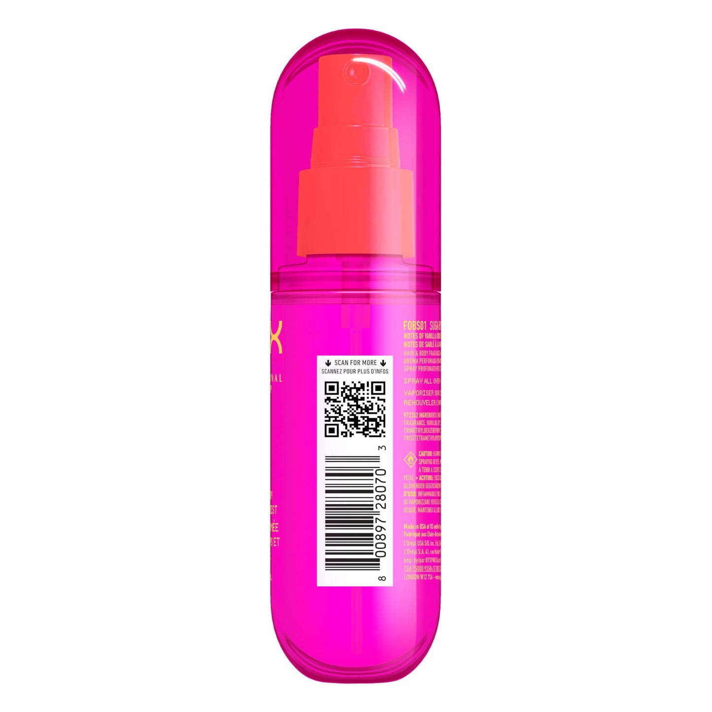 NYX PROFESSIONAL MAKEUP Fat Oil Fragrance Mist Perfume, Suga Baddie Vanilla & Whipped Cream Scent, Long Lasting Hair & Body Spray with Musk, Vegan & Cruelty Free, 2.7 fl oz