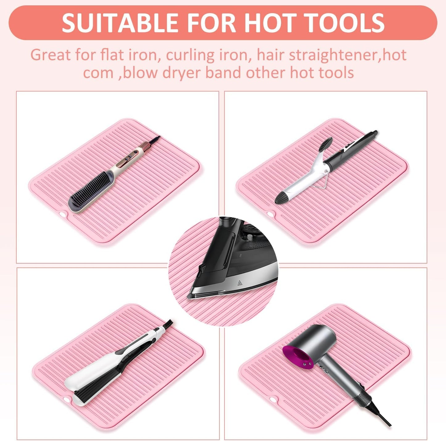 Heat Resistant Silicone Mat for Hair Styling Tools - Protects Surfaces | Ideal for Curling Irons & Flat Irons