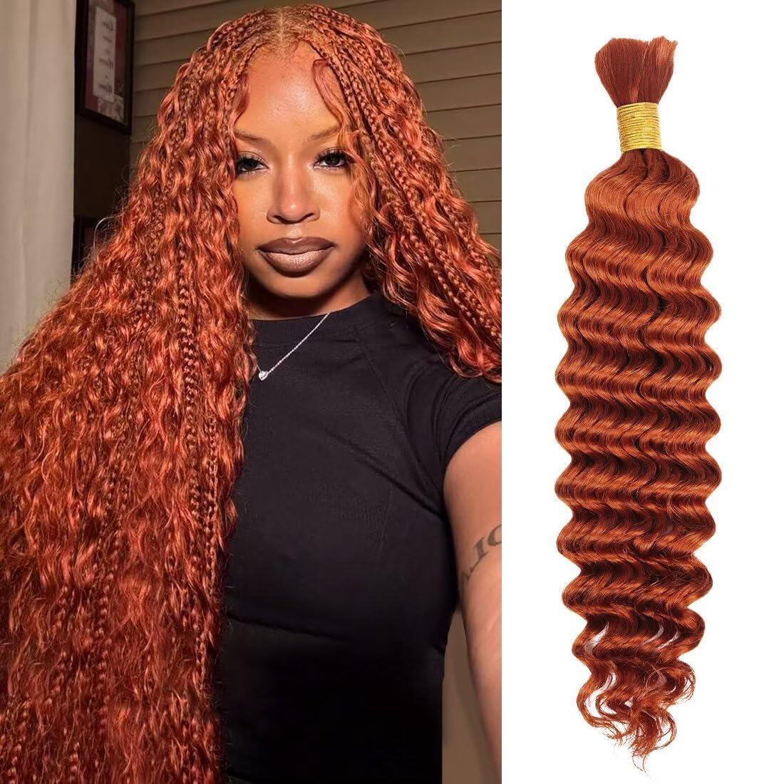 Unprocessed Human Hair for Braiding - #27 Honey Blonde Curly Bulk Hair, 24 Inch, 12A Grade, Soft Texture