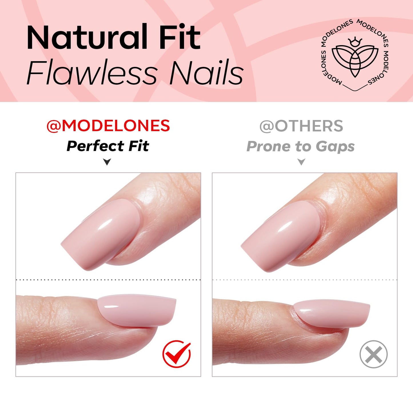 Modelones Chrome Pink Press on Nails, Summer Pearl Short Almond Fake Nails, Reusable Nail Kit with Nail Glue Adhesive Tabs Mini Nail File, Nails Press Ons 32 Pcs 16 Sizes