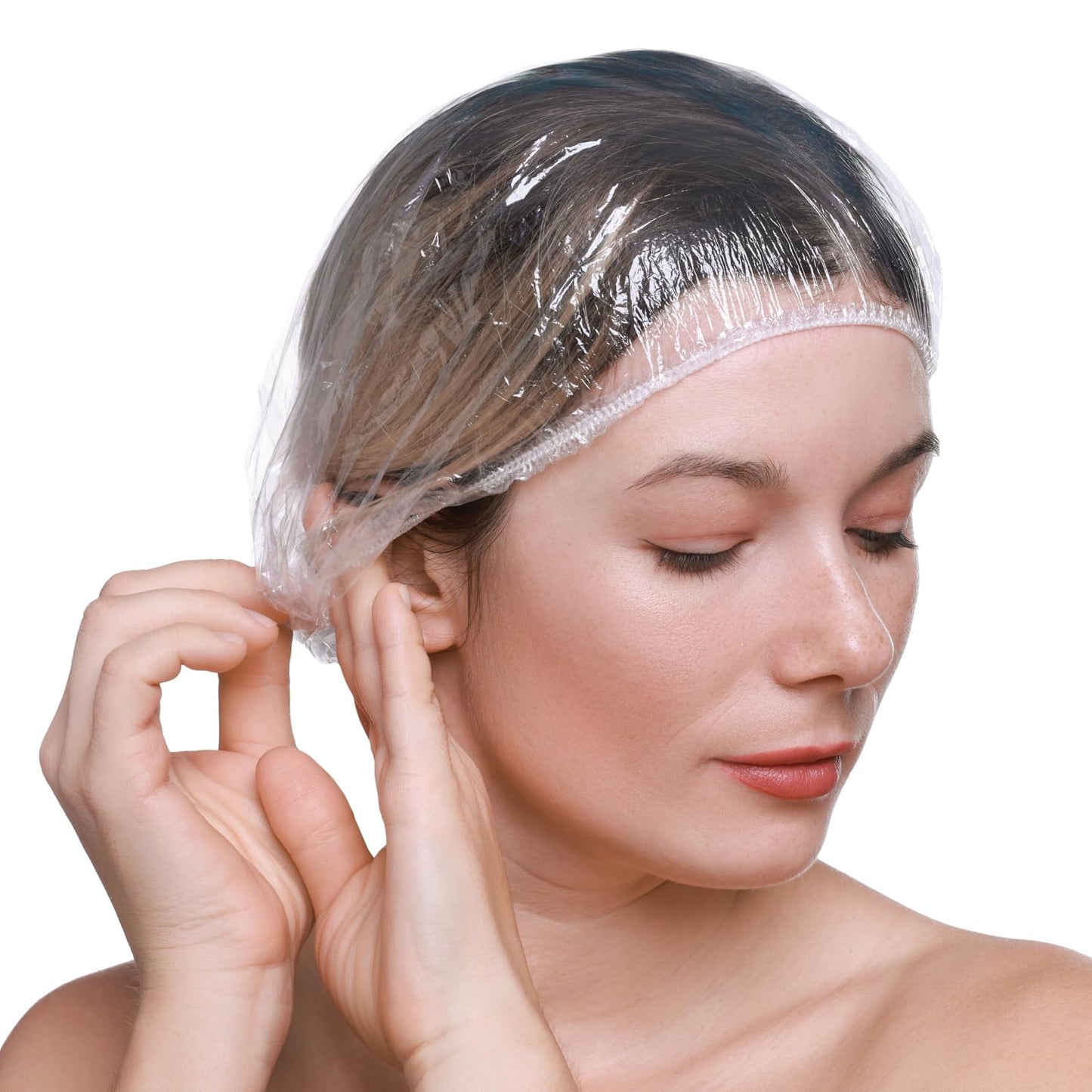 Disposable Processing Caps 21 Inch - 100 Count Bulk Pack - Clear Plastic Hair Treatment Caps for Coloring, Conditioning, Hot Oil - Salon & Home Use