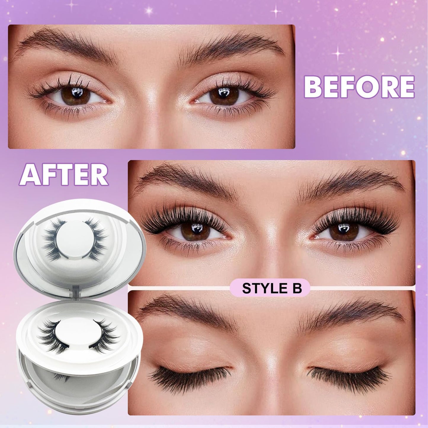 Magnetic Lashes with Applicator,Magnetic Eyelashes Natural Look,Reusable Magnet Lashes No Glue or Liner Needed for Women Daily Use(Simple)