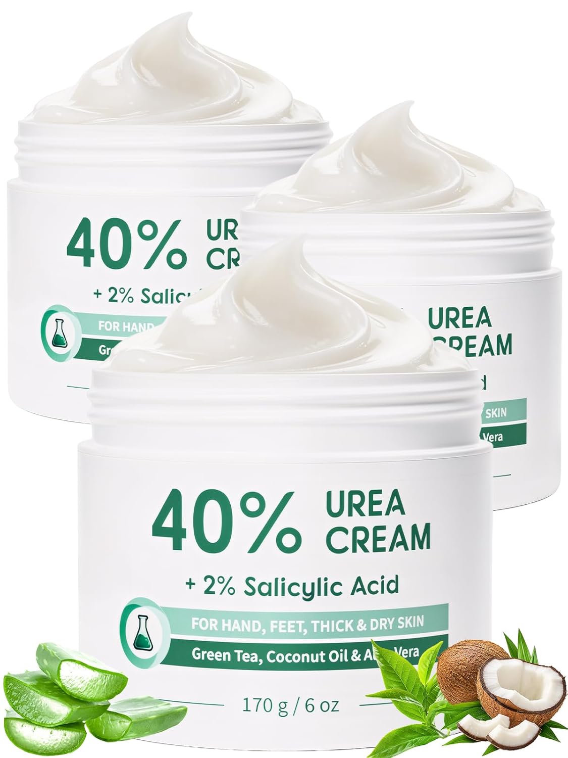 Urea Cream 40% - Maximum Strength Foot Cream for Dry Cracked Heels | Callus Remover with 2% Salicylic Acid, Moisturizer for Hands & Elbows