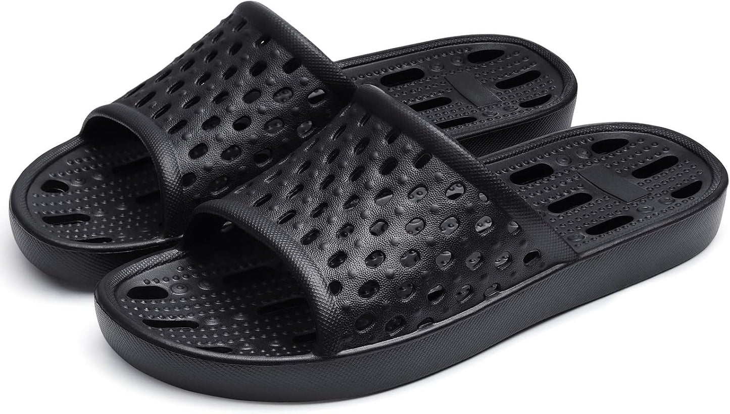 Shower Shoes for Women - Non-Slip Quick Dry Slippers | Lightweight Pool Sandals with Drain Holes for Beach & Gym