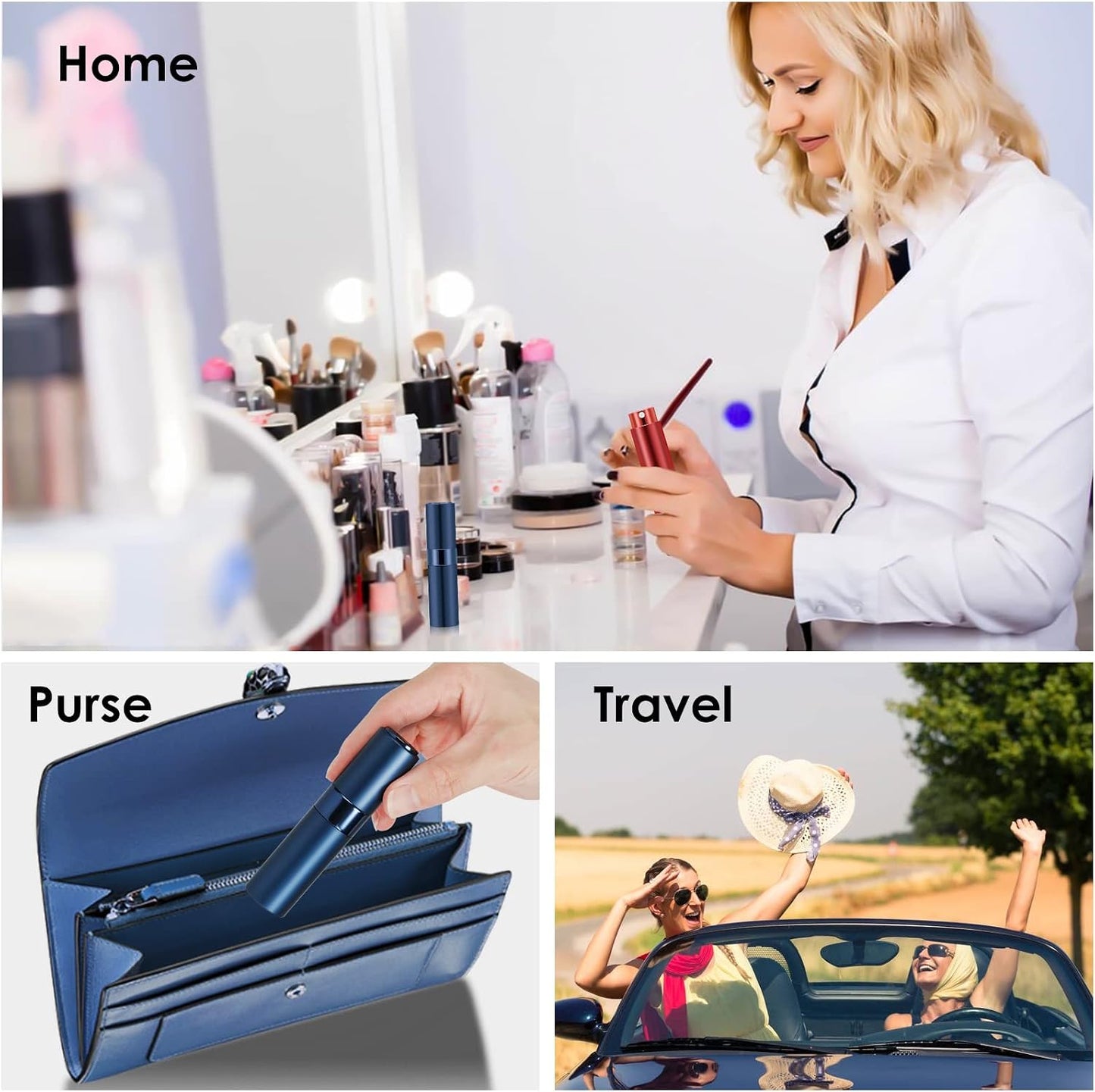 Travel Atomizer Bottles - Refillable Mini Fragrance Sprayers | 8ml Pocket Perfume Dispenser (4 Pack)