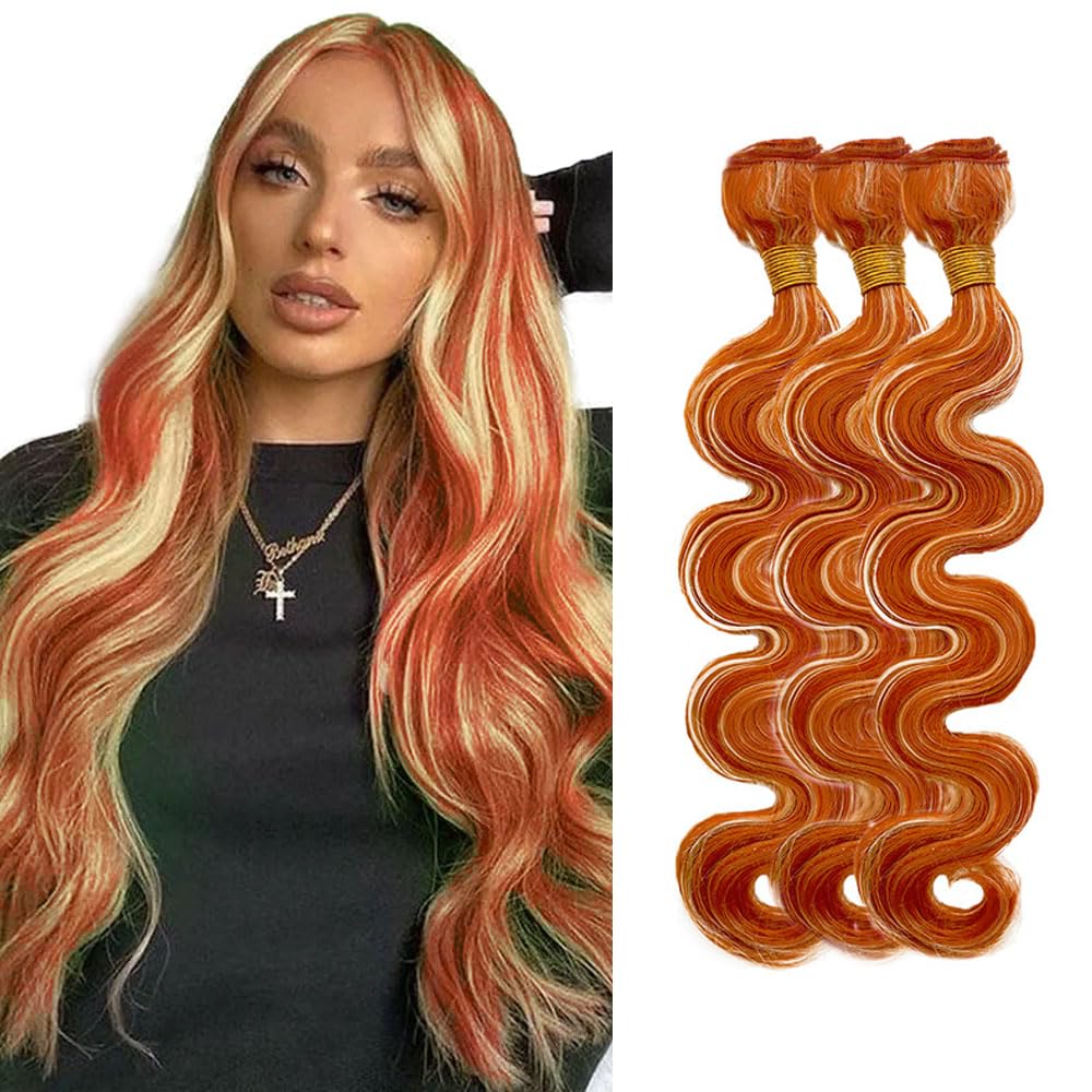 Ginger Orange Bundle 613 Body Wave Bundles Human Hair 24 26 28 Inch Brazilian Virgin Remy Hair 3 Bundles Two Tone 350 Mixed With 613 Blonde Bundle 300g