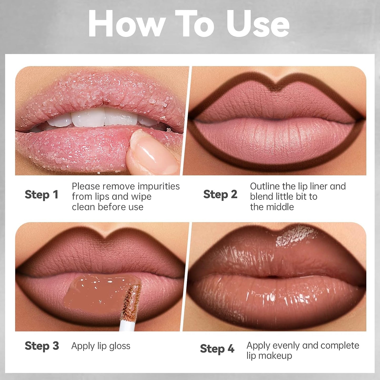 2 in 1 Lip Combo Set - Dark Brown Lip Liner & Moisturizing Liquid Lipstick | Plumping Glossy Finish