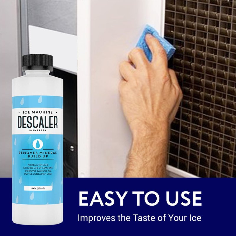 IMPRESA Ice Machine Cleaner Descaler - 8 Fl Oz - Pack of 2-8 Total Uses - Nickel-Safe Ice Machine Cleaning Solution - Compatible with Scotsman, Manitowoc & Opal models