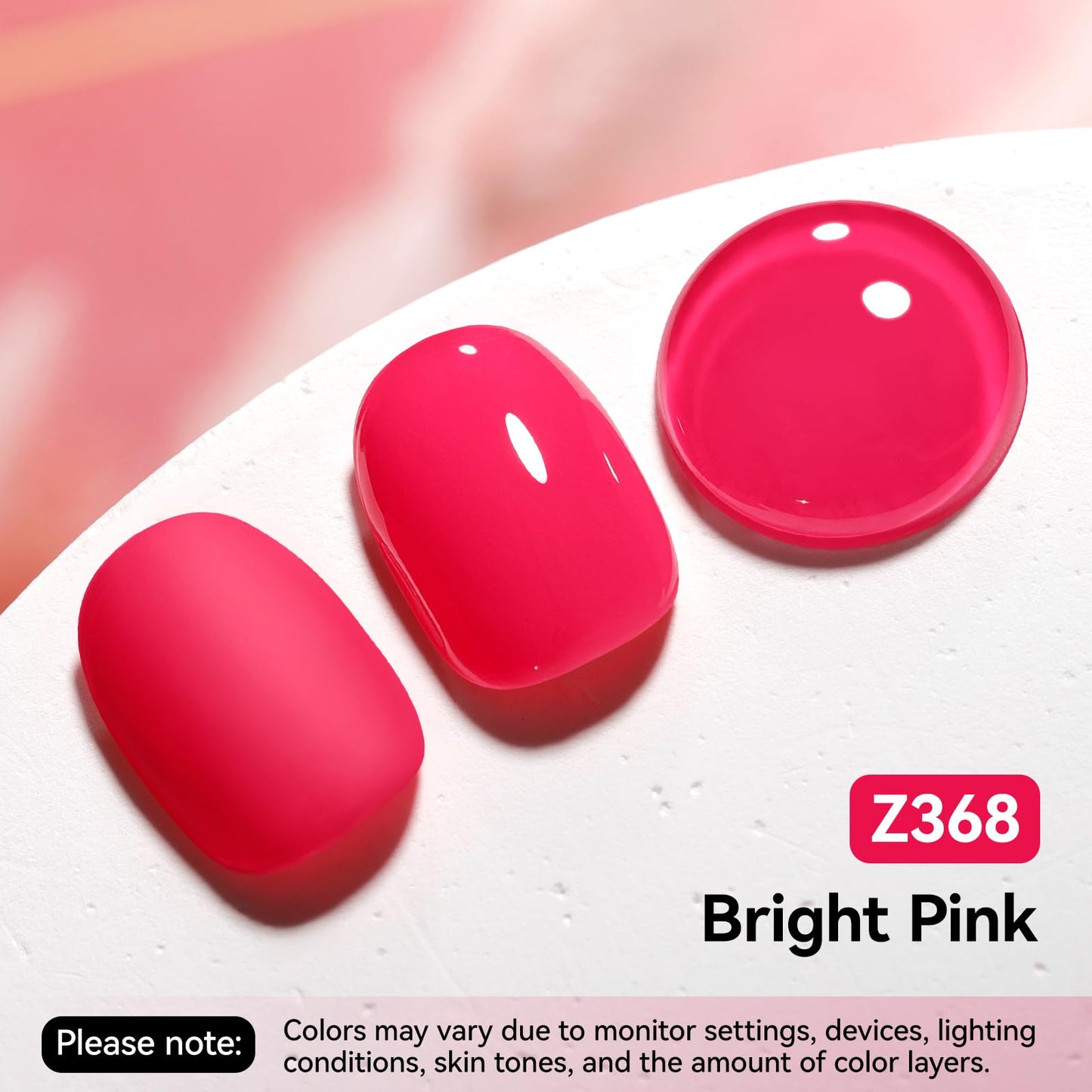 Nailshion Bright Pink Nail Polish, Vibrant Glossy Shine Finish,Fast Drying, Streak-free Formula, Rich in Castor Oil, Salon Quality Chip Resistant Nail Polish DIY Home Travel Nail Art Women Gift,10ml